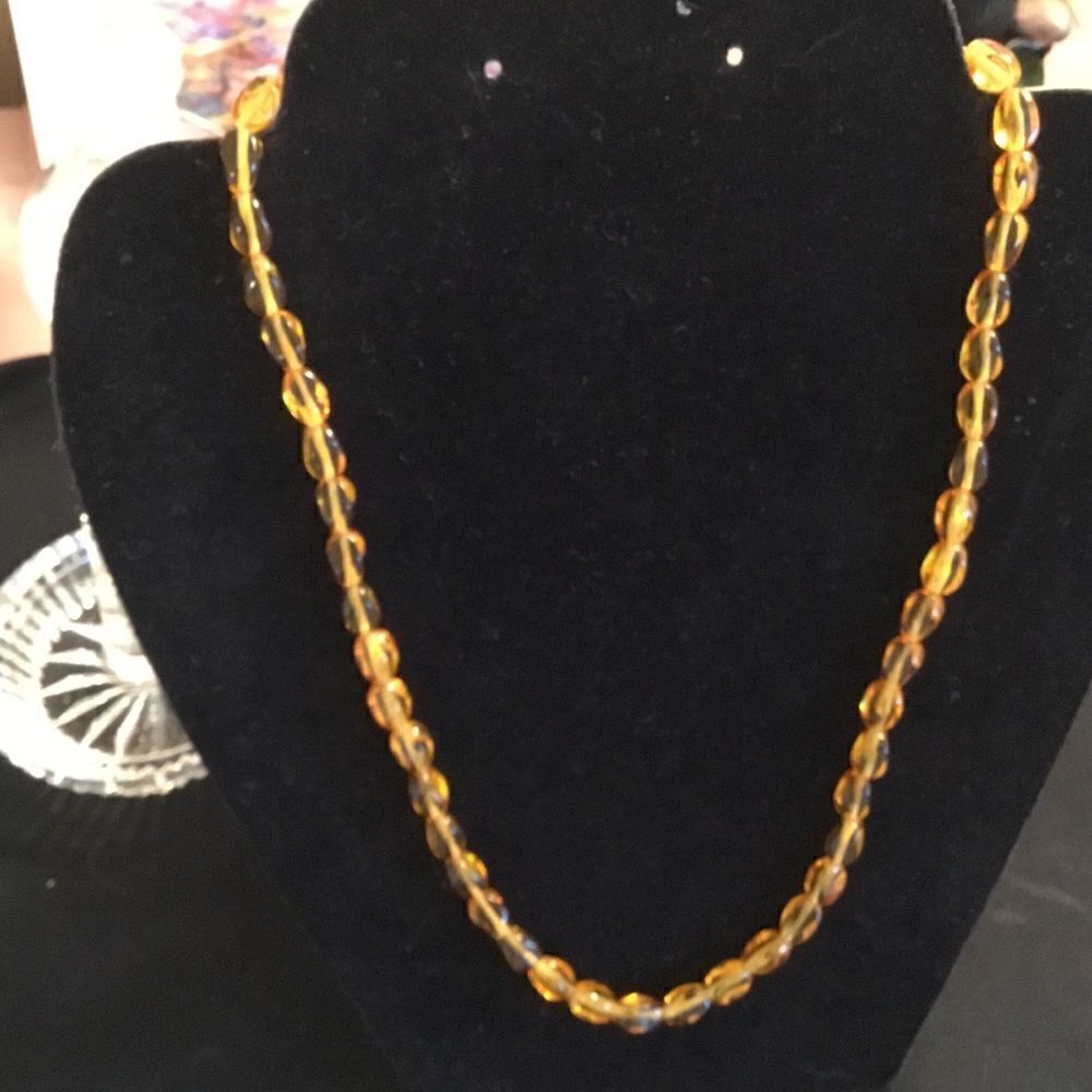 Yellow Bead Necklace 19”